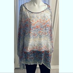 Sheer Abstract Sheer Cover Up Tunic Top Size XL 18